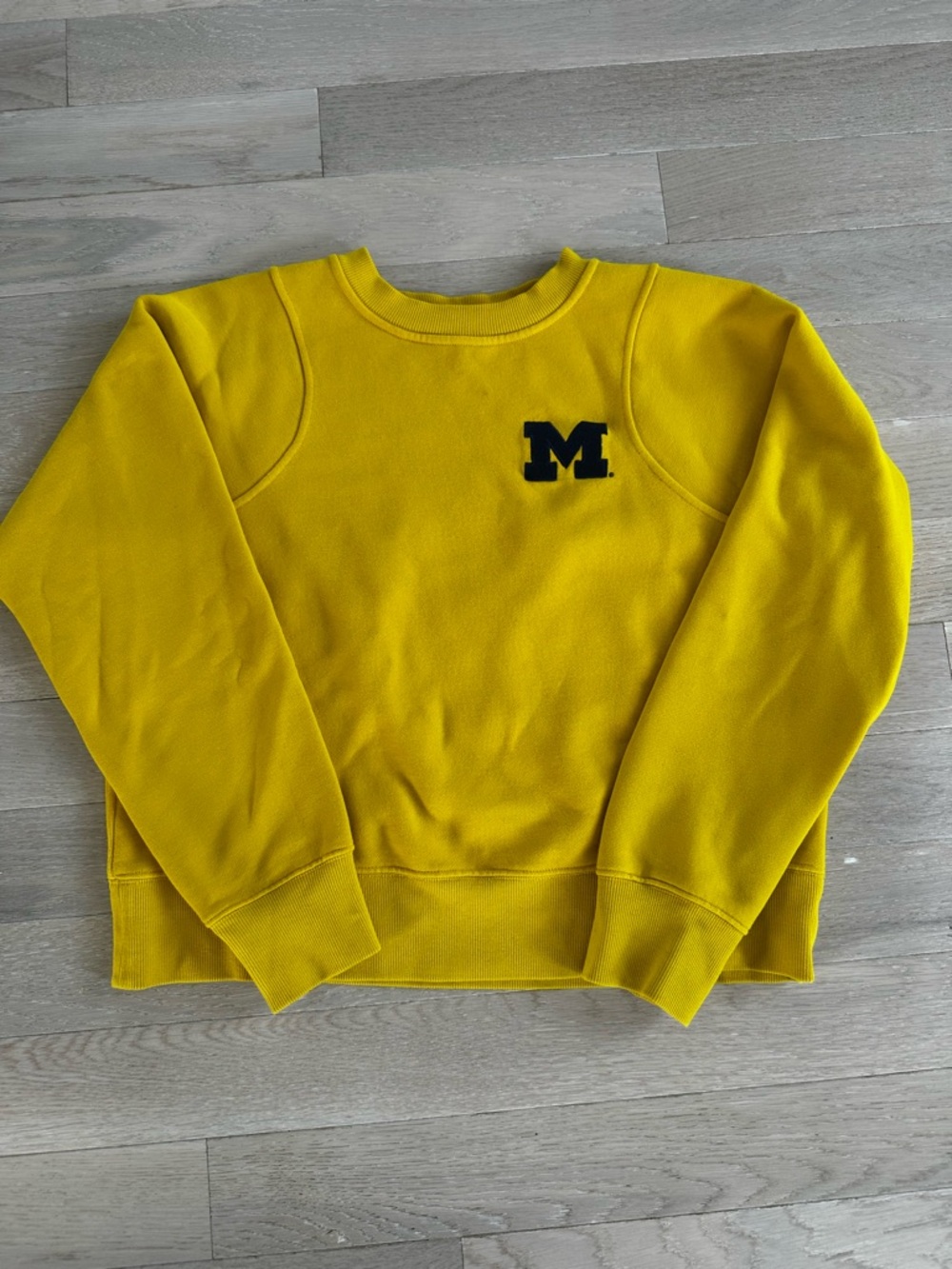 lululemon athletica Yellow Crewneck Sweatshirt with Navy 'M' Patch